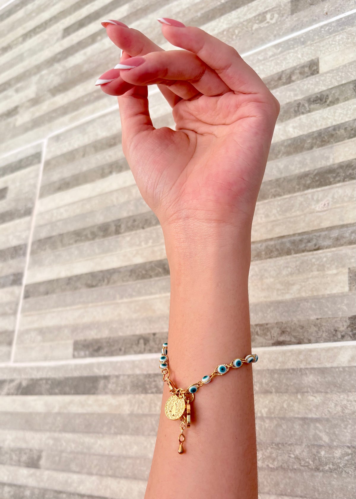 INFYNIA | Pulsera Ojo Turco Azul + San Benito