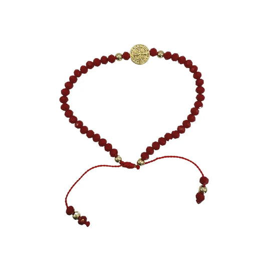 Pulsera de piedra brillosa esmaltada con San Benito