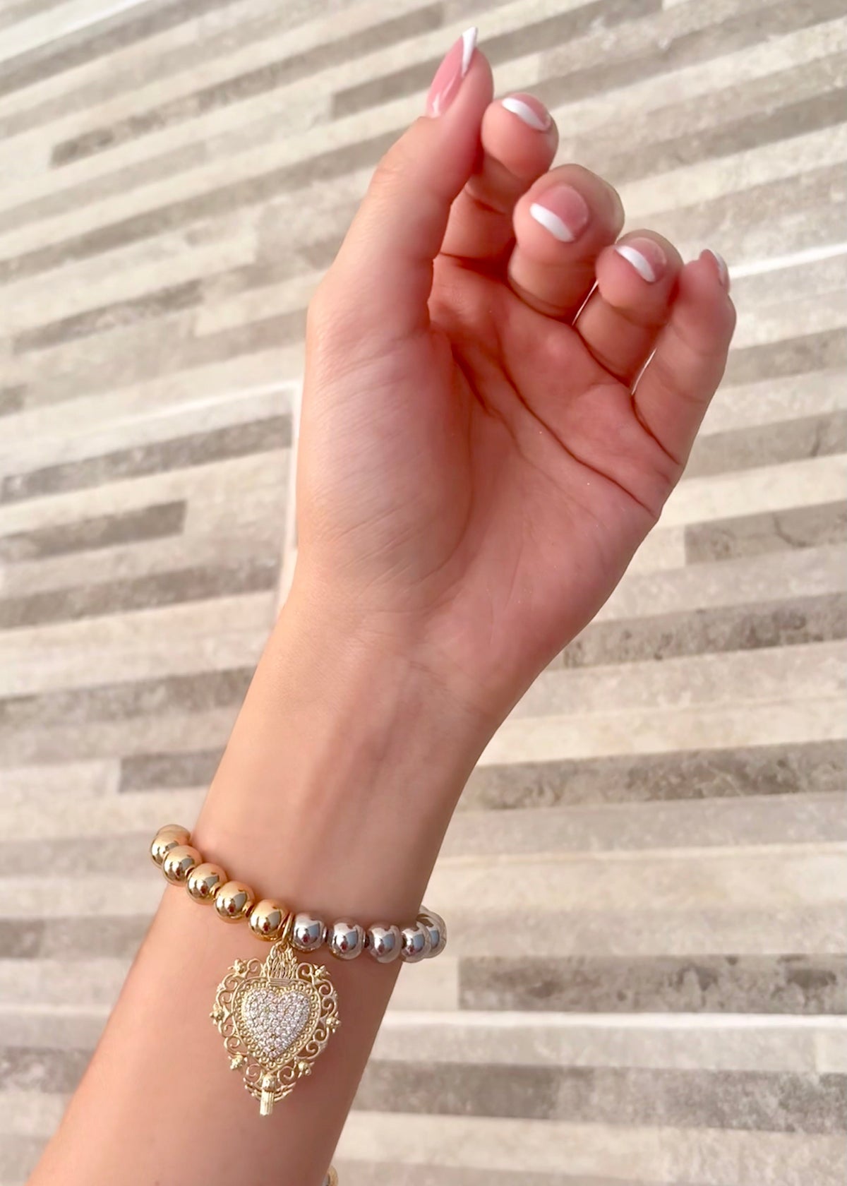 INFYNIA | Pulsera Doble Piedra Plata/Dorada + Corazón