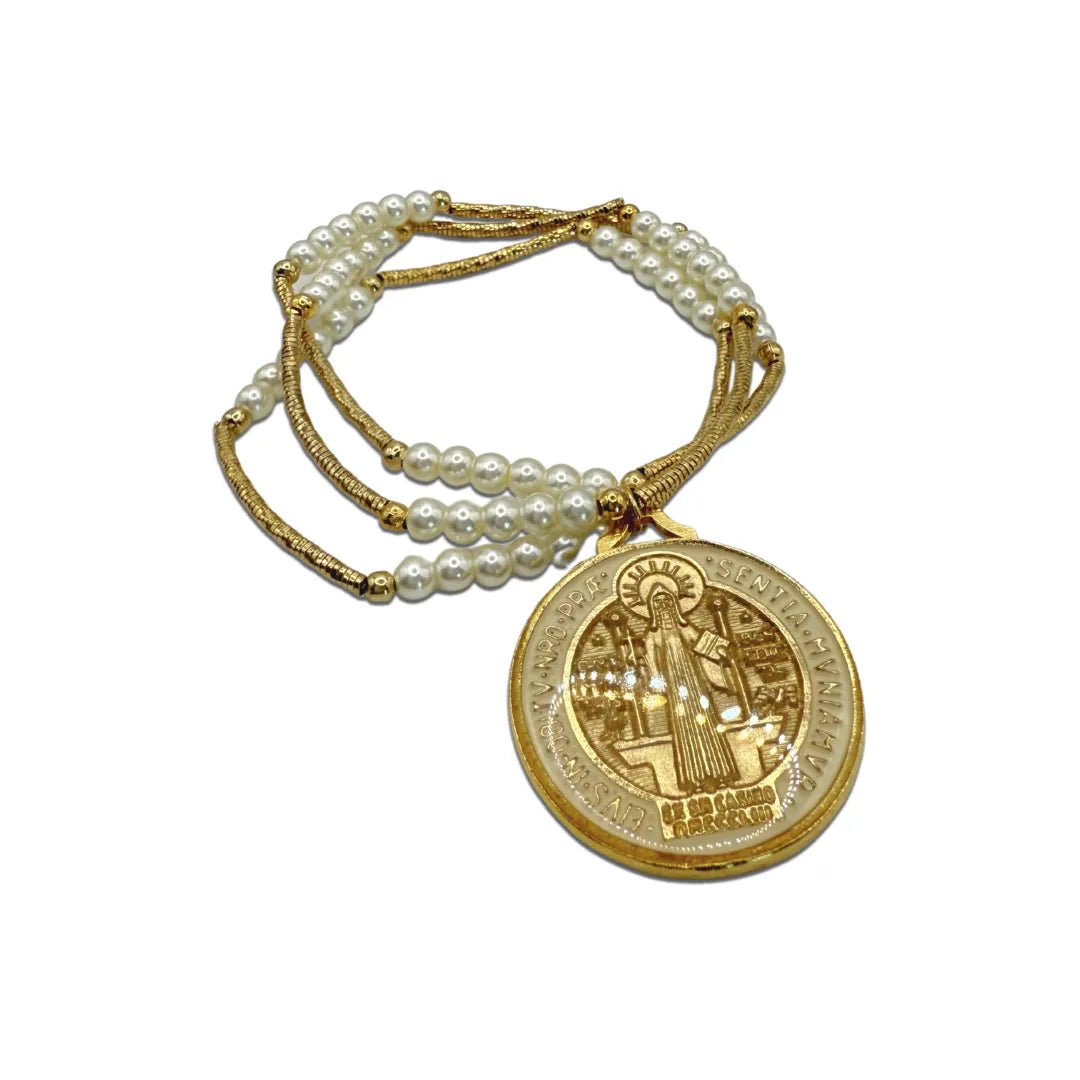 Pulsera San benito medalla grande
