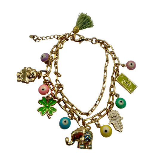 Pulsera dorada de la suerte