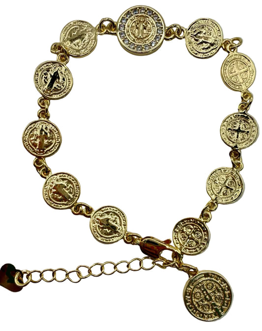 Pulsera dorada de San benito
