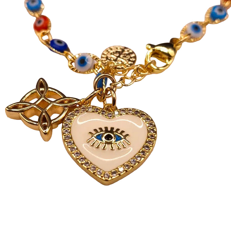 INFYNIA | Pulsera Dorada con Ojos Turcos